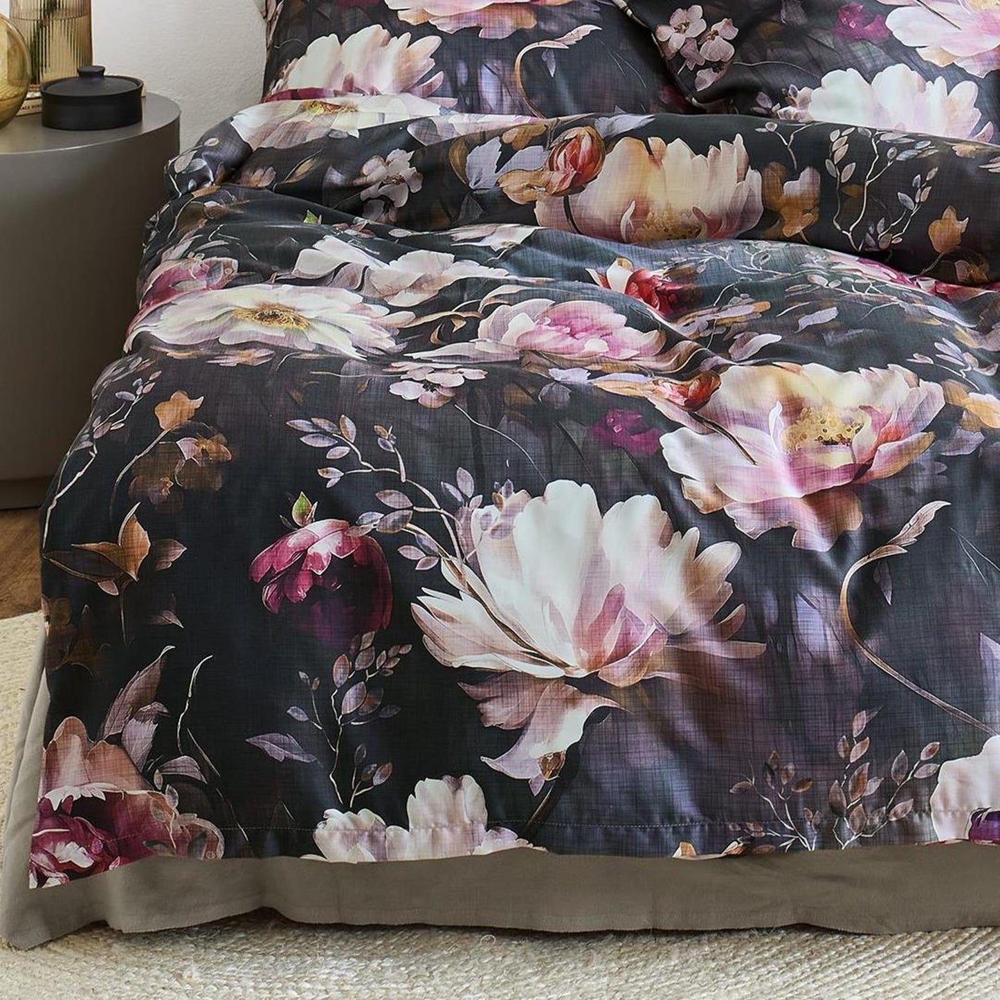 Irisette Mako Satin Bettwäsche Wave 8574-90 Blumen Rosa Grau 155x220