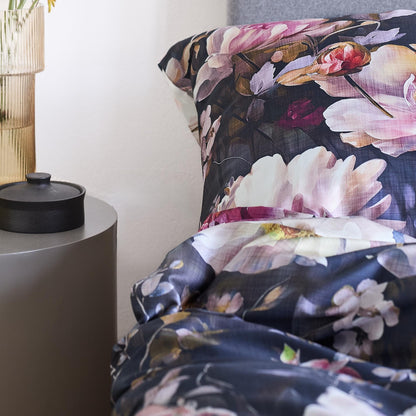 Irisette Mako Satin Bettwäsche Wave 8574-90 Blumen Rosa Grau 135x200