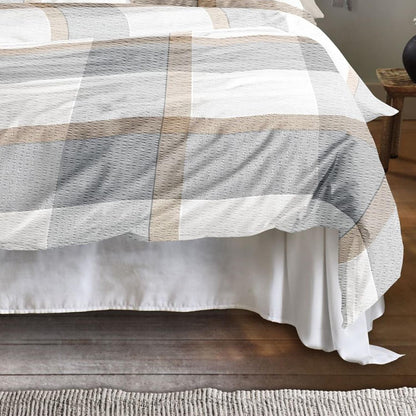 Irisette Seersucker Bettwäsche Easy 8575-11 Kariert Grau Taupe 135x200