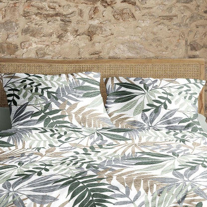 Irisette Seersucker Bettwäsche Easy 8579-30 Blätter Grün Grau 155x220