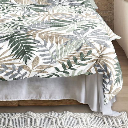 Irisette Seersucker Bettwäsche Easy 8579-30 Blätter Grün Grau 155x220