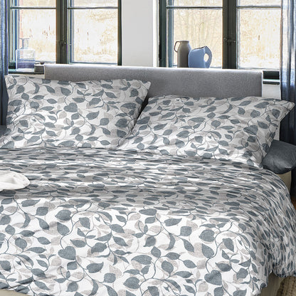 Irisette Biber Bettwäsche Koala 8588-20 Blätter Türkis Grau 135x200