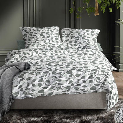 Irisette Biber Bettwäsche Meran 8588-30 Blätter Anthrazit Grau 135x200