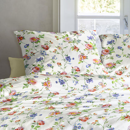 Irisette Mako Satin Bettwäsche Wave 8591-10 Blumen Rosa Blau 135x200