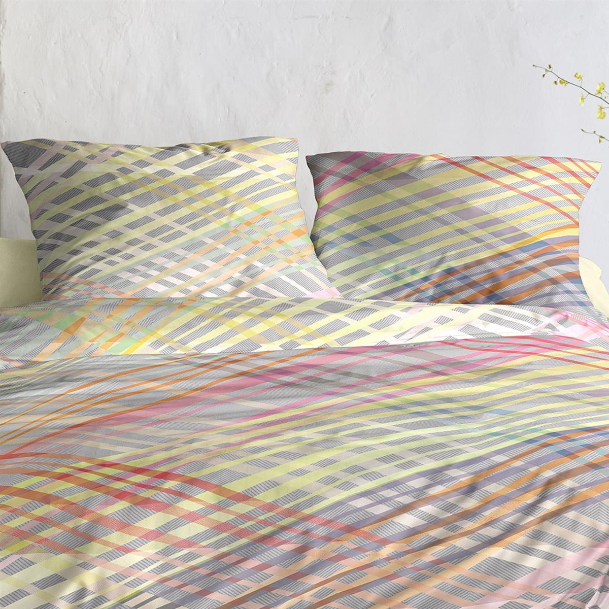 Irisette Mako Satin Bettwäsche Wave 8593-90 Streifen Bunt Neon 135x200