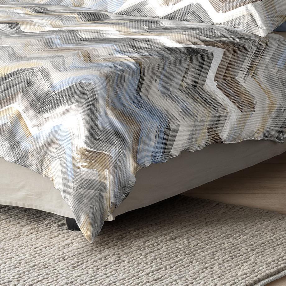 Irisette Mako Satin Bettwäsche Wave 8594-80 Zick Zack Natur 135x200