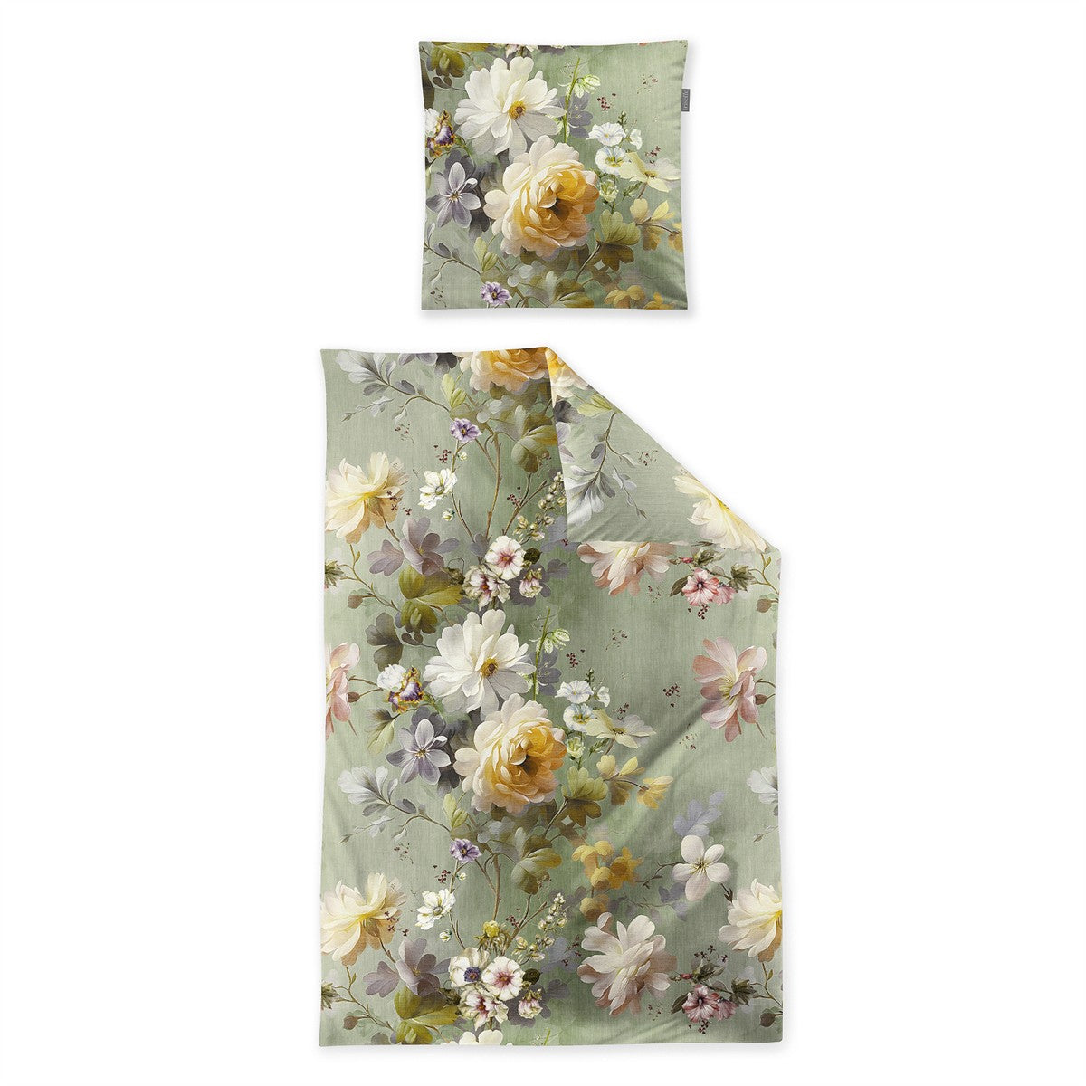 Irisette Flausch Cotton Bettwäsche Zobel 8596-30 Blüten grün 135x200