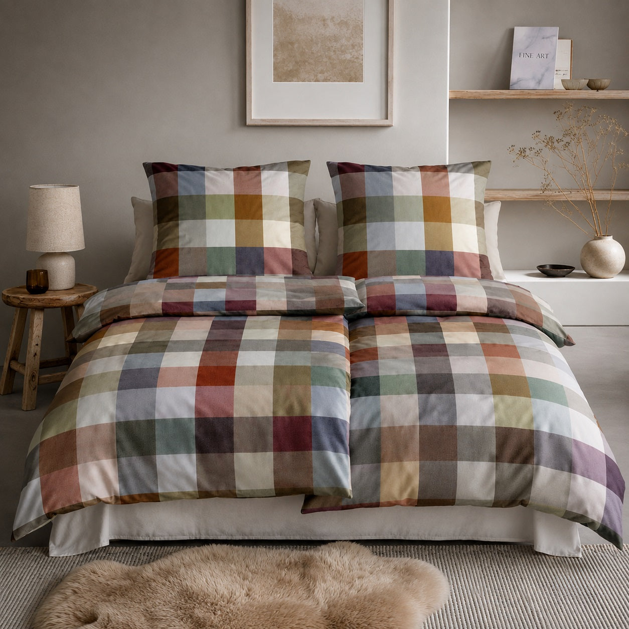 4 tlg Irisette Flausch Cotton Bettwäsche Zobel 8600-90 Kariert 135x200