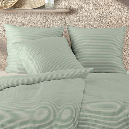 Irisette Mako Satin Bettwäsche Tokio 8607-30 Streifen Grün 135x200