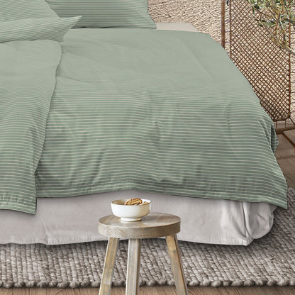 Irisette Mako Satin Bettwäsche Tokio 8607-30 Streifen Grün 135x200