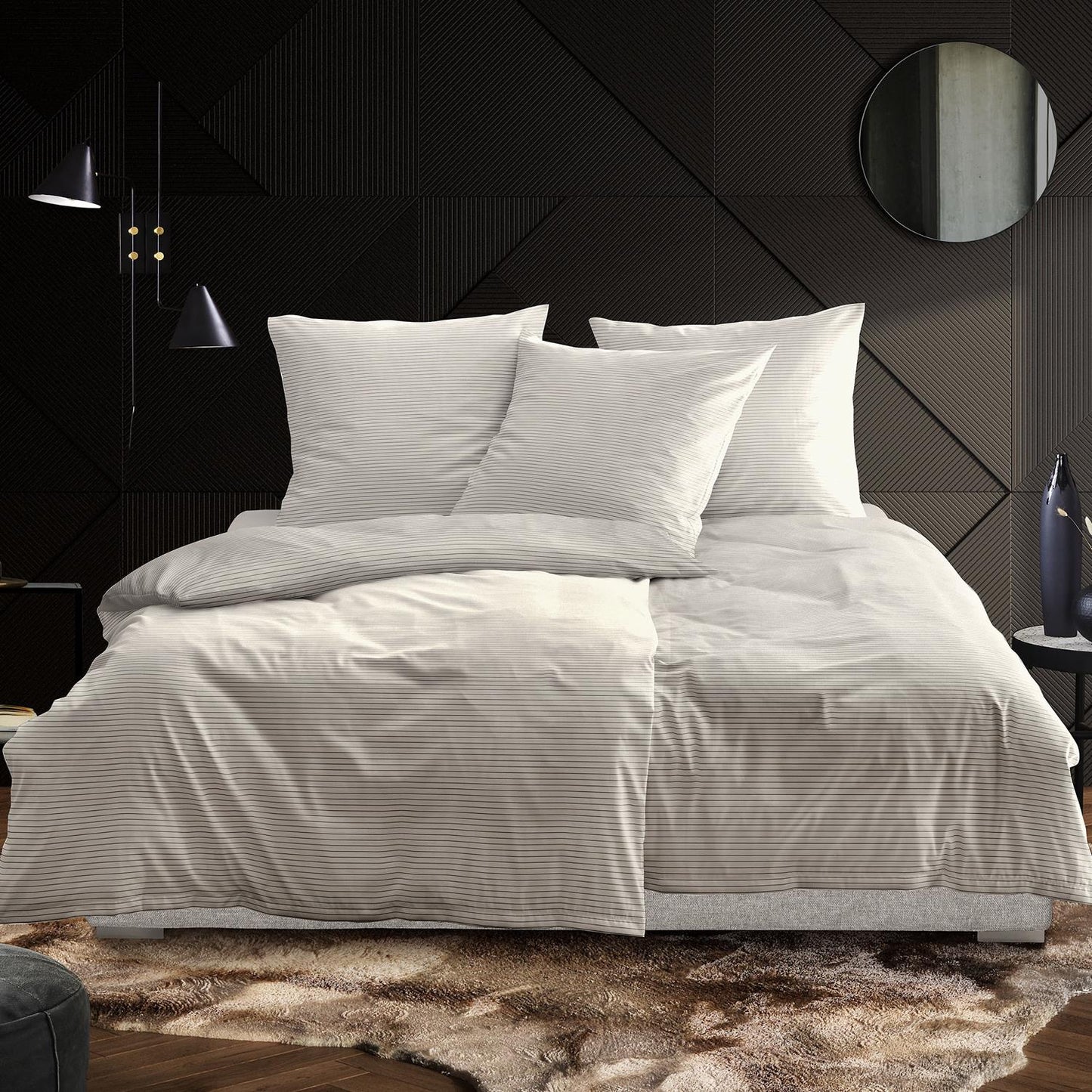 Irisette Mako Satin Bettwäsche Tokio 8607-80 Streifen Silber 135x200