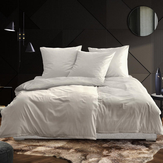 Irisette Mako Satin Bettwäsche Tokio 8607-80 Streifen Silber 135x200