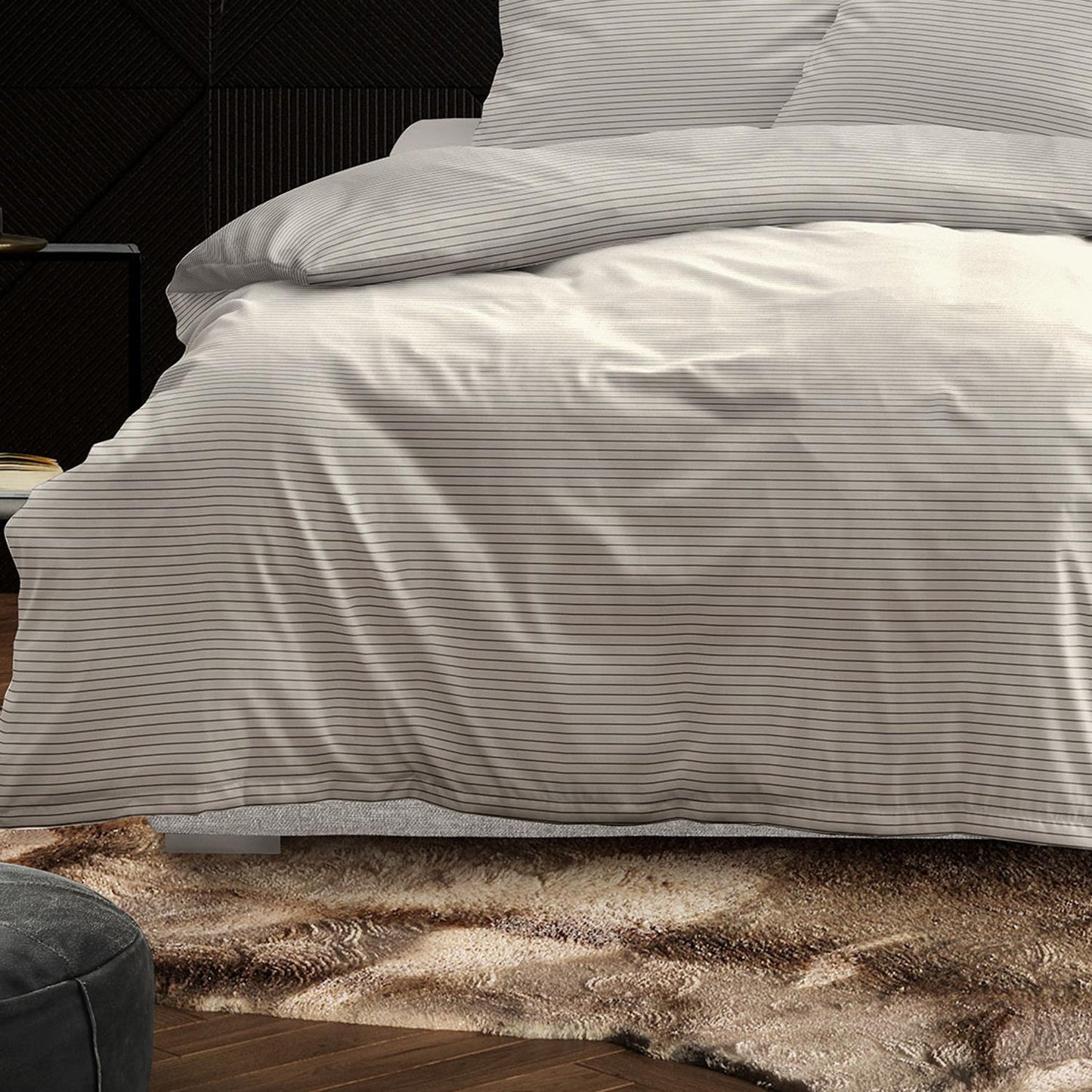 Irisette Mako Satin Bettwäsche Tokio 8607-80 Streifen Silber 135x200