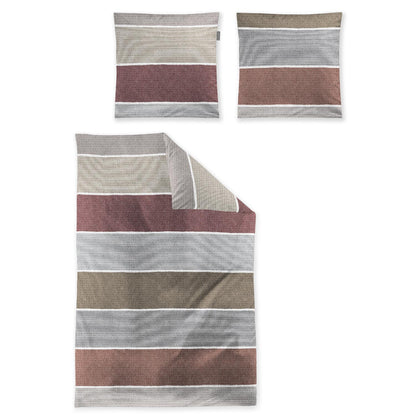 Irisette Seersucker Bettwäsche Easy 8608-60 Streifen Rot Grau 135x200