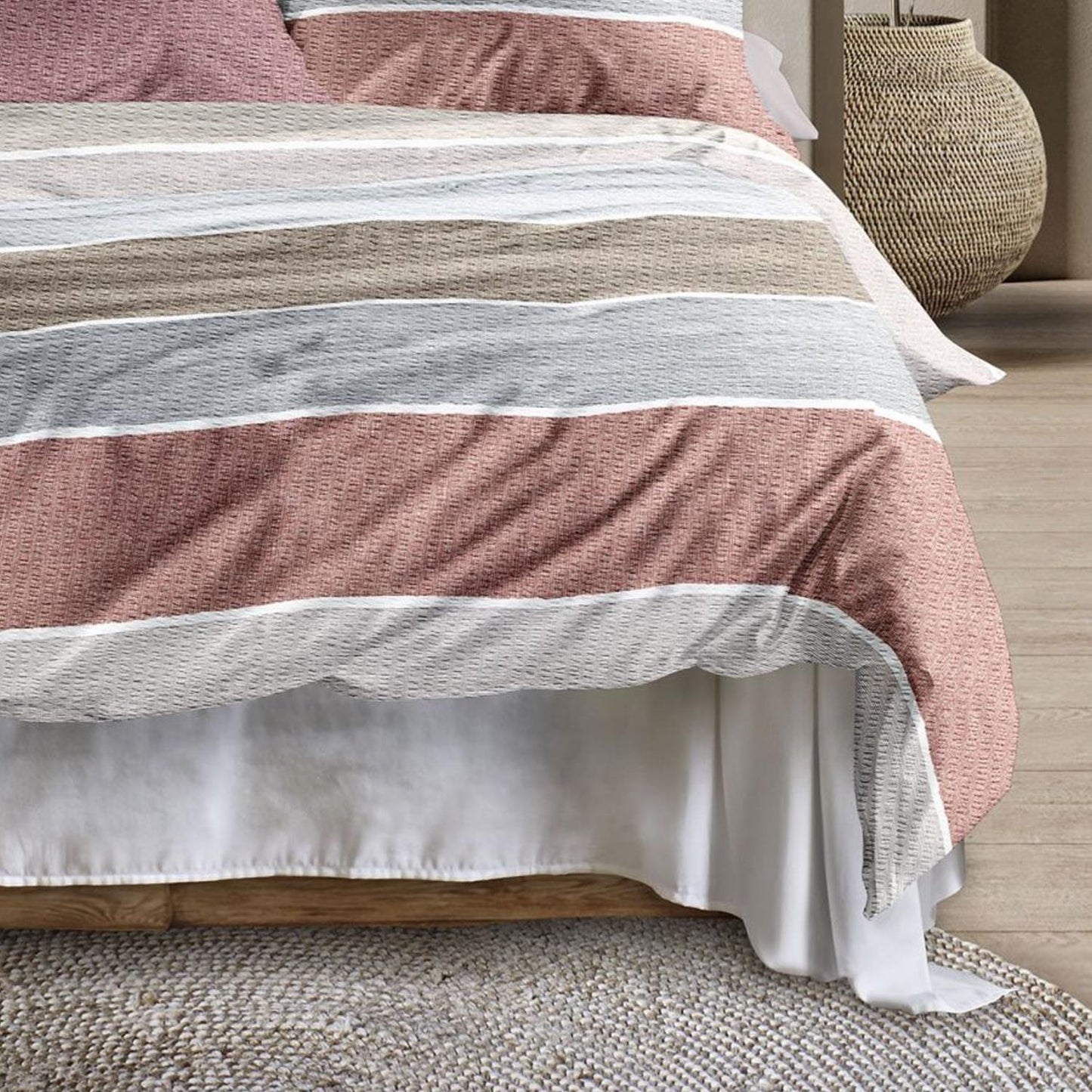 Irisette Seersucker Bettwäsche Easy 8608-60 Streifen Rot Grau 135x200