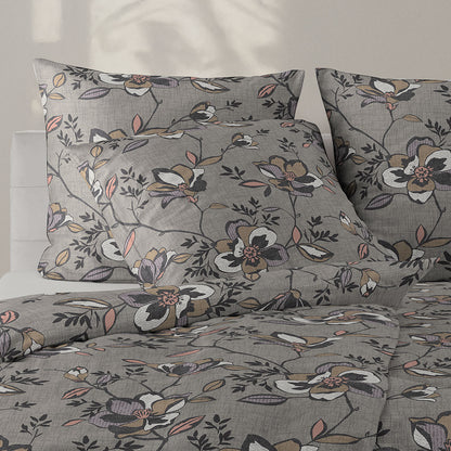 Irisette Biber Bettwäsche Koala 8616-90 Blumen Grau Kupfer 135x200