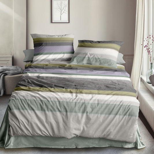 Irisette Biber Bettwäsche Koala 8617-30 Streifen Grau Grün 135x200