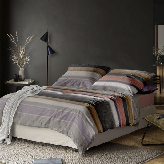 Irisette Biber Bettwäsche Koala 8617-90 Streifen Grau Sand 135x200