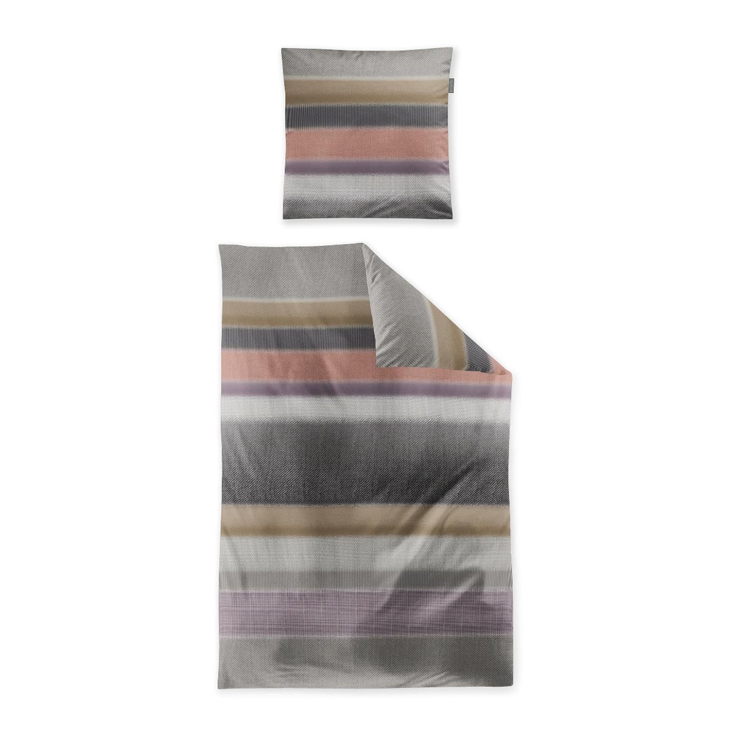 Irisette Biber Bettwäsche Koala 8617-90 Streifen Grau Sand 135x200