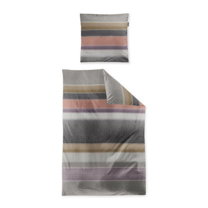 Irisette Biber Bettwäsche Koala 8617-90 Streifen Grau Sand 135x200