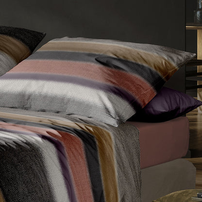 Irisette Biber Bettwäsche Koala 8617-90 Streifen Grau Sand 135x200