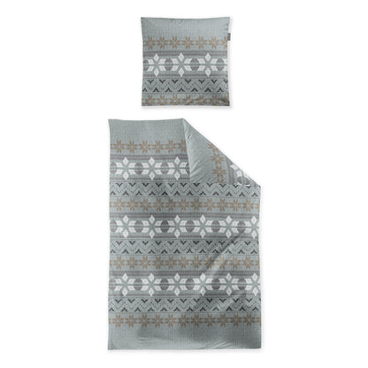 Irisette Biber Bettwäsche Panda 8621-20 Strickmuster Blau 135x200