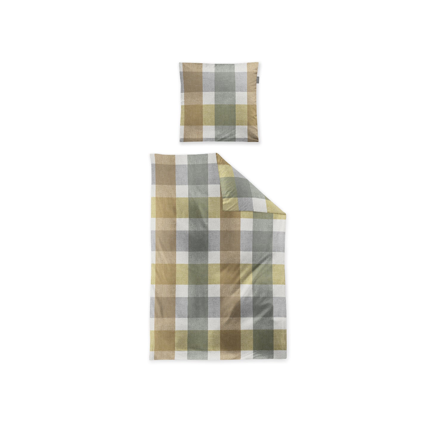 Irisette Biber Bettwäsche Koala 8622-40 Kariert Grün Gelb Grau 135x200