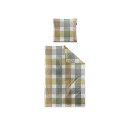 Irisette Biber Bettwäsche Koala 8622-40 Kariert Grün Gelb Grau 135x200