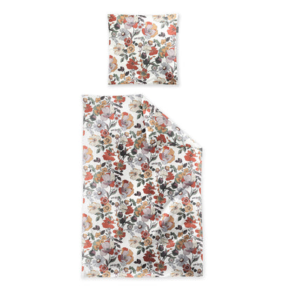 Irisette Mako Satin Bettwäsche Wave 8623-60 rot beige Blumen 135x200