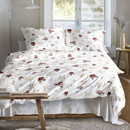 Irisette Biber Bettwäsche Koala 8627-60 Rosen Bordeaux Weiß 135x200