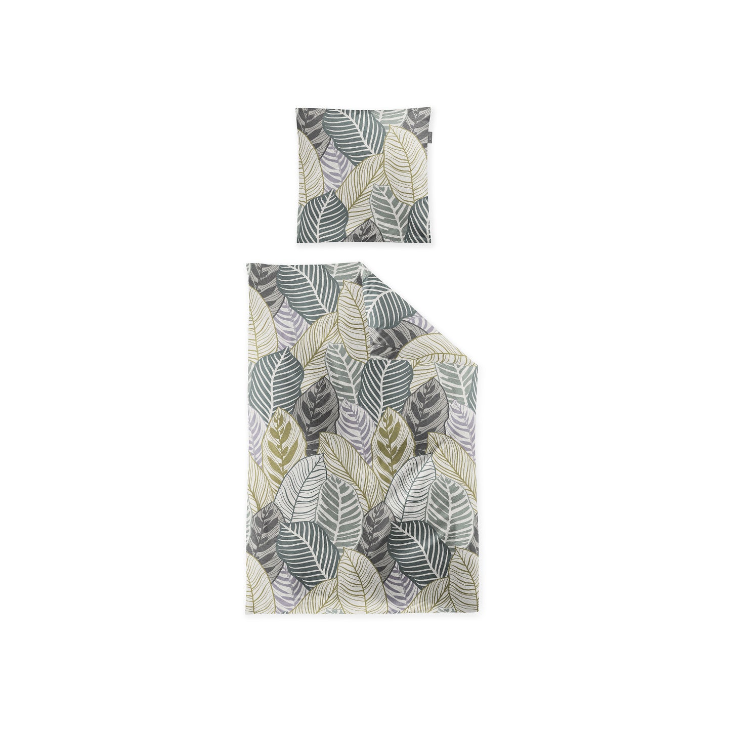 Irisette Biber Bettwäsche Koala 8628-30 Blätter Grau Grün 135x200