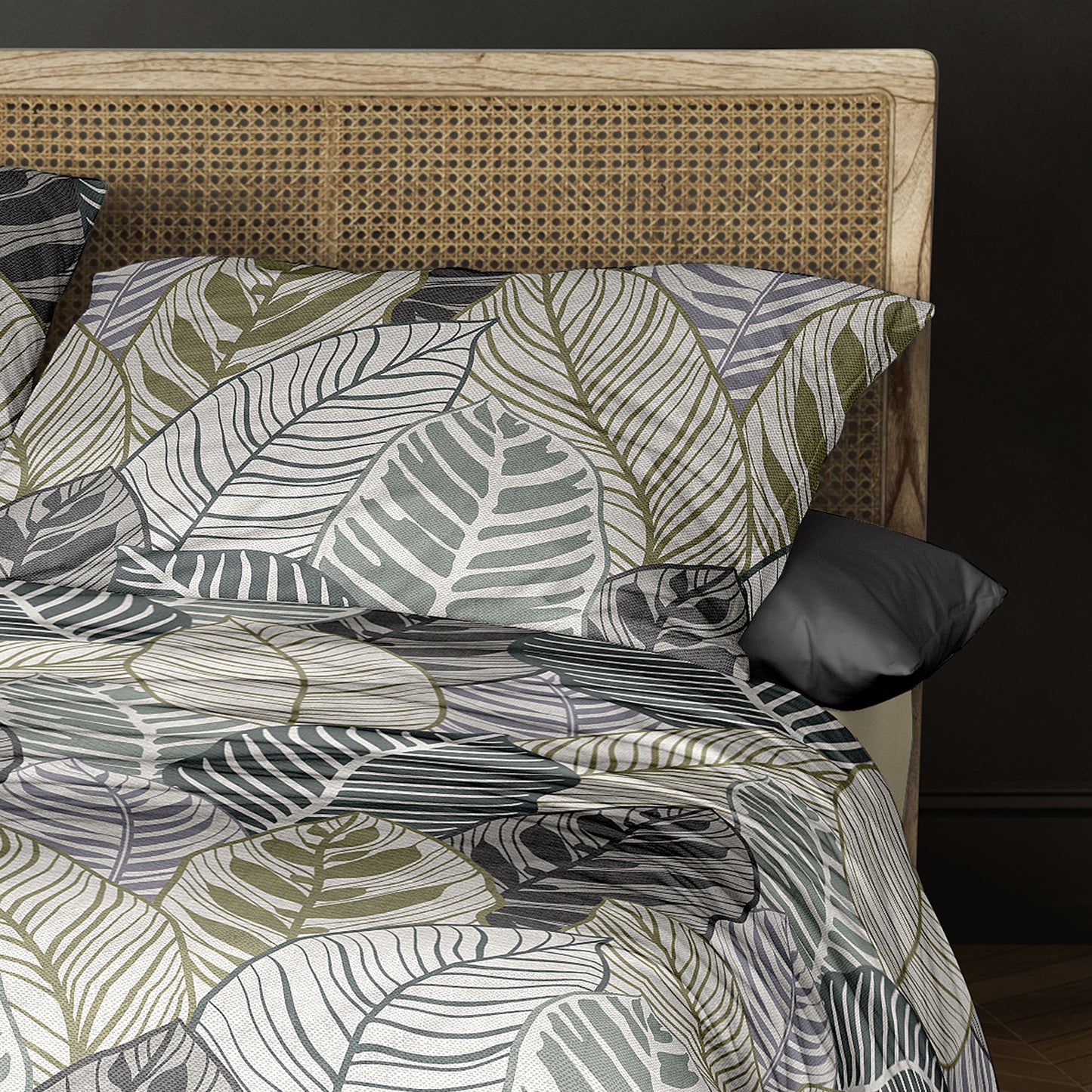 Irisette Biber Bettwäsche Koala 8628-30 Blätter Grau Grün 135x200