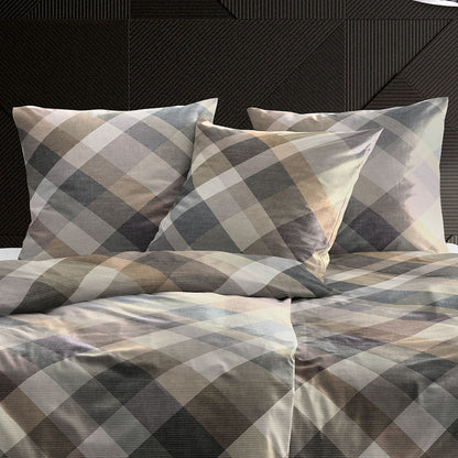 Irisette Flausch Cotton Bettwäsche Zobel 8631-80 Kariert Braun 135x200