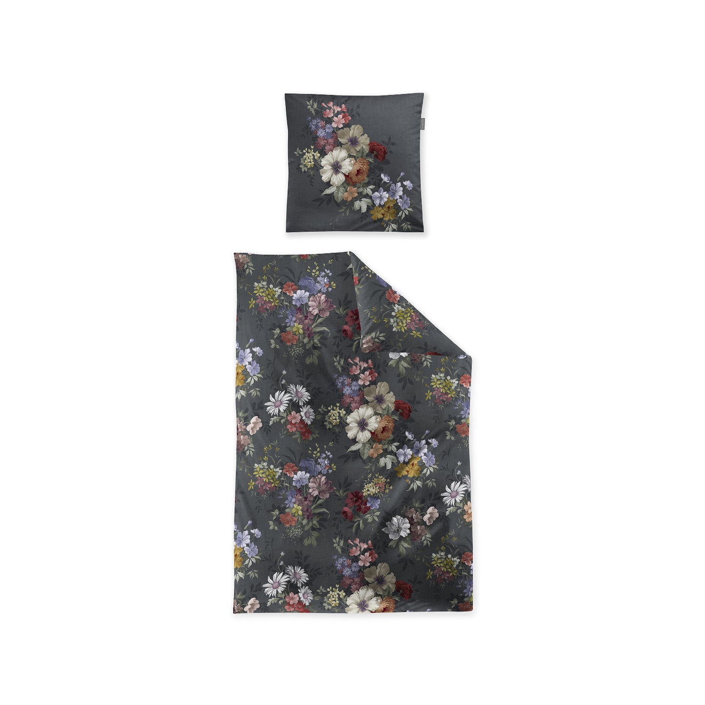 Irisette Flausch Cotton Bettwäsche Zobel 8633-11 Blumen D.Grau 135x200