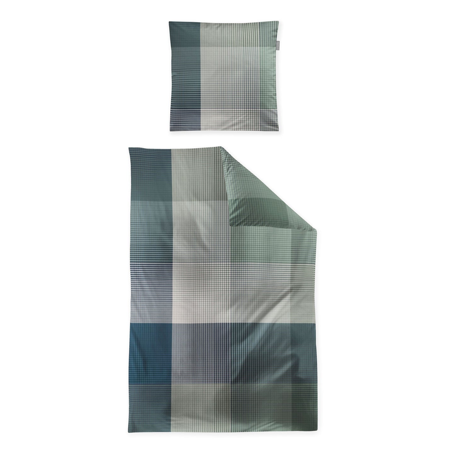 Irisette Mako Satin Bettwäsche Wave 8637-30 Karo salbei grau 135x200