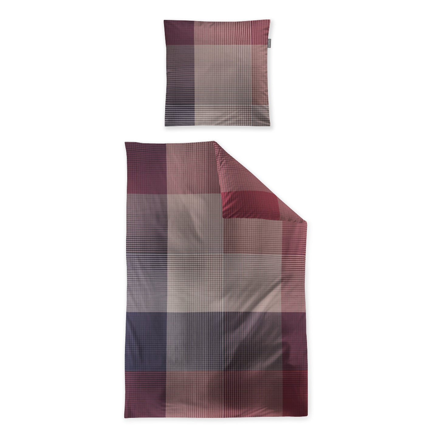 Irisette Mako Satin Bettwäsche Wave 8637-60 Kariert Rot Beere 135x200