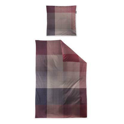 Irisette Mako Satin Bettwäsche Wave 8637-60 Kariert Rot Beere 135x200