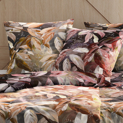 Irisette Flausch Cotton Bettwäsche Zobel 8638-90 Blätter Rot 135x200