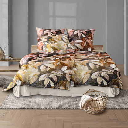 Irisette Flausch Cotton Bettwäsche Zobel 8638-90 Blätter Rot 135x200