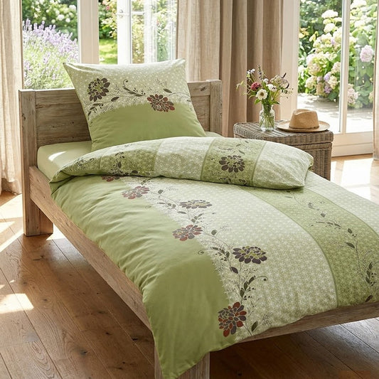 Irisette Seersucker Bettwäsche Easy 8644-30 Blumen Streifen 135x200