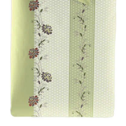 Irisette Mako Satin Bettwäsche 8644-30 Blumen Streifen grün 135x200