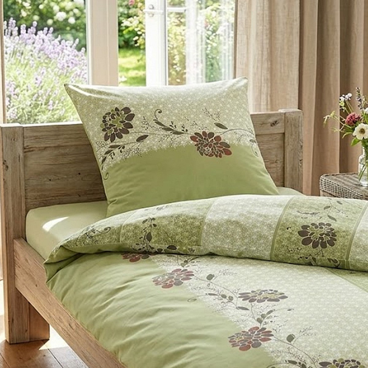 4 tlg Irisette Seersucker Bettwäsche Easy 8644-30 floral 135x200