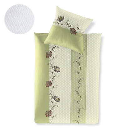 Irisette Seersucker Bettwäsche Easy 8644-30 Blumen Streifen 135x200
