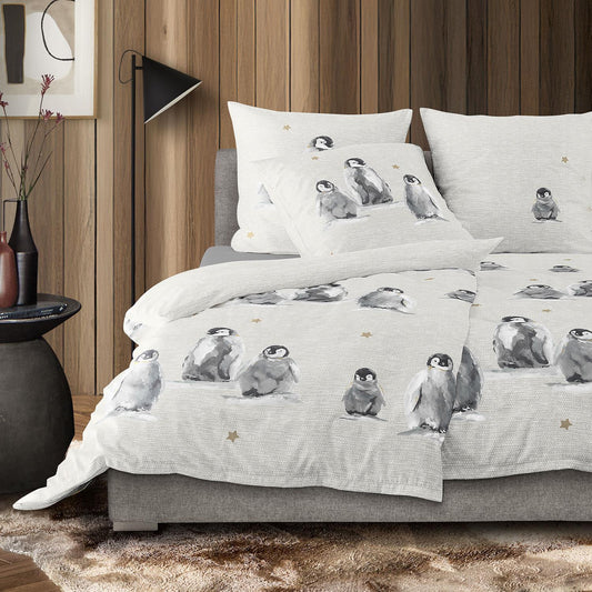 Irisette Biber Bettwäsche Panda 8645-80 Pinguine Sterne Natur 135x200