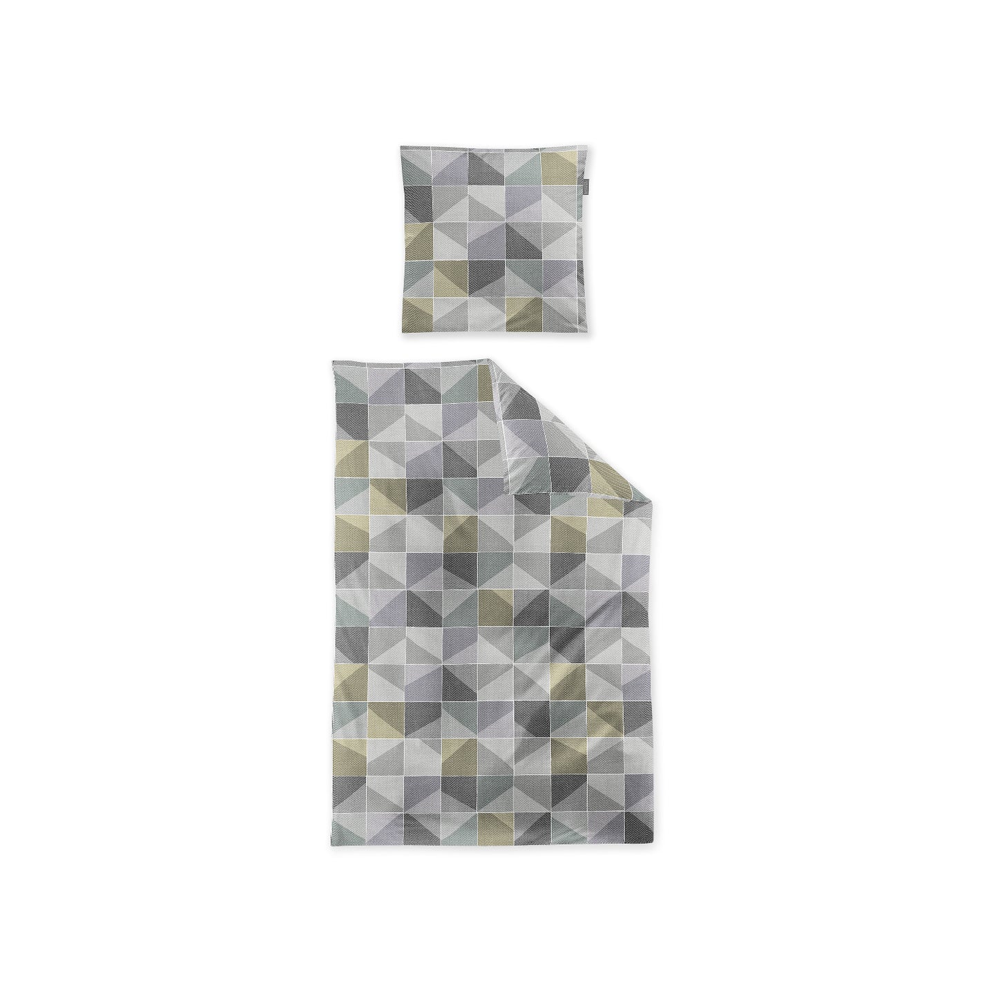 Irisette Biber Bettwäsche Koala 8646-30 Geometrisch Grau Gelb 135x200