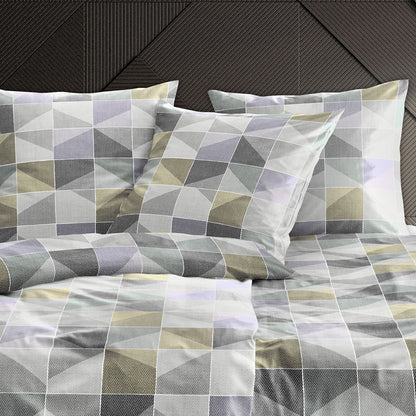 Irisette Biber Bettwäsche Koala 8646-30 Geometrisch Grau Gelb 135x200