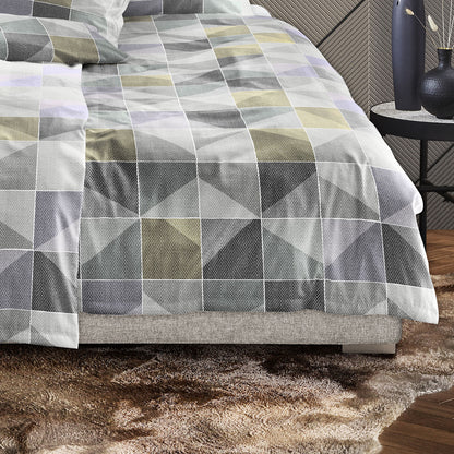 Irisette Biber Bettwäsche Koala 8646-30 Geometrisch Grau Gelb 135x200