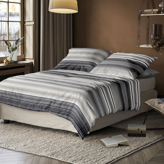 Irisette Mako Satin Bettwäsche Wave 8651-11 Streifen Grau Sand 135x200
