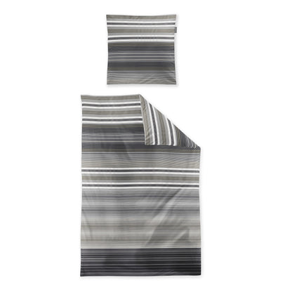 Irisette Mako Satin Bettwäsche Wave 8651-11 Streifen Grau Sand 135x200