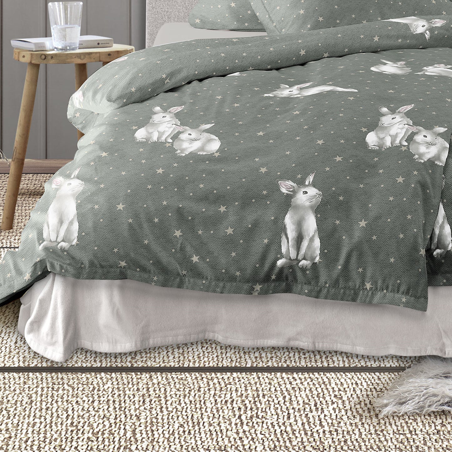 Irisette Biber Bettwäsche Koala 8654-30 Schneehase Olivgrün 135x200